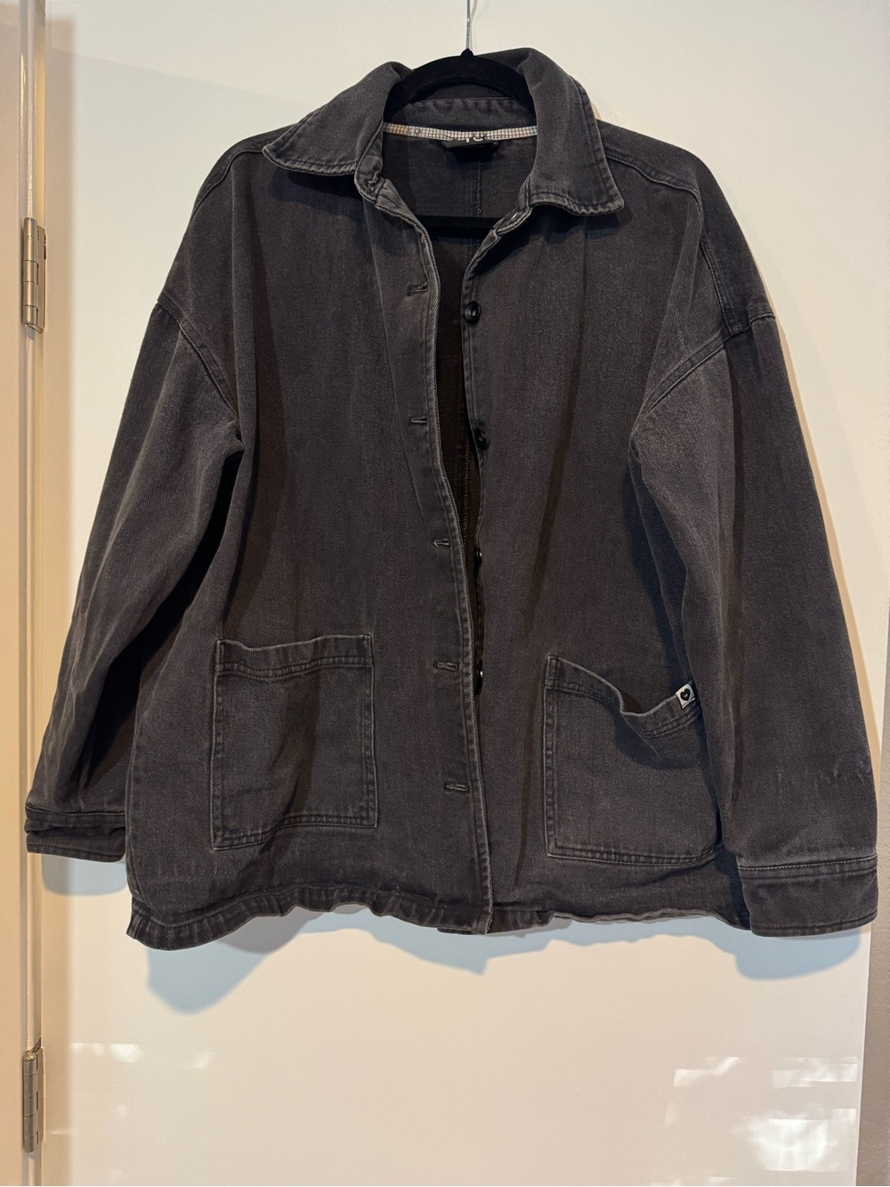 Lazy Oaf "LO" Smiley Face Denim/Canvas Jacket - Black - Size Small